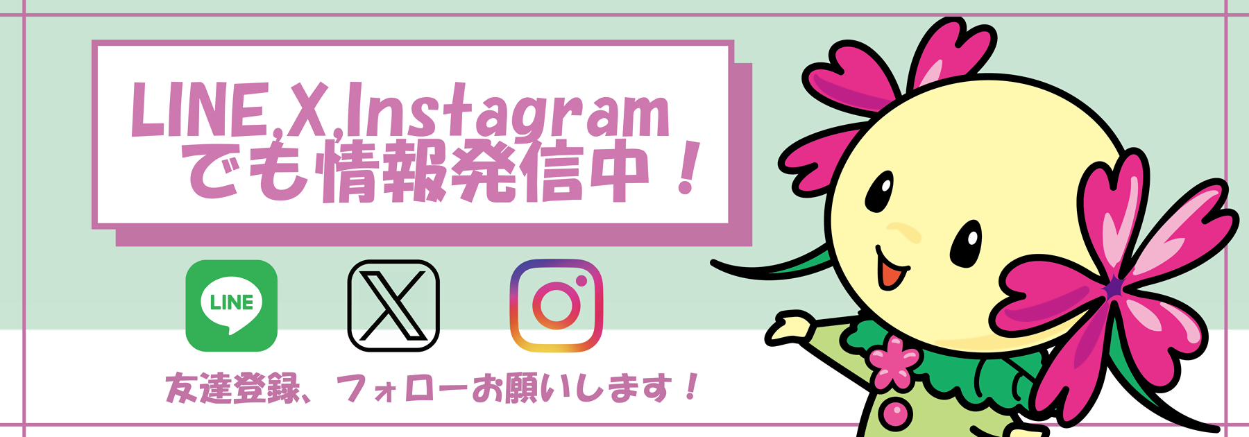 写真：ライン、エックス、インスタグラムでも情報発信中