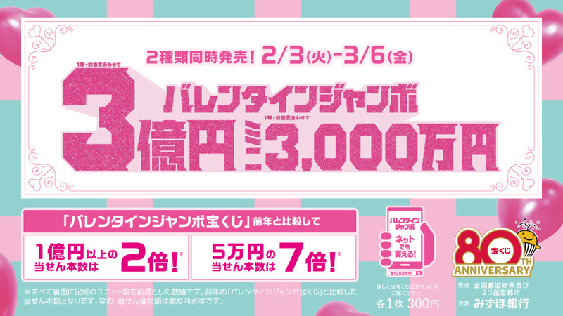「バレンタインジャンボ」「バレンタインジャンボミニ」同時発売中！