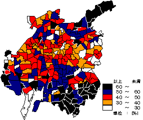図4-1　学区別持ち家率のイラスト