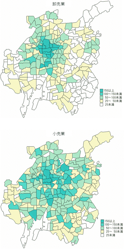 地図:学区別事業所数