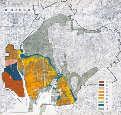 写真：伊勢湾台風による湛水日数図
