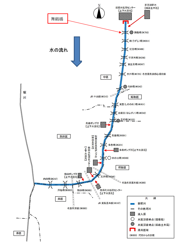 測定地点の地図(新堀川舞鶴橋)