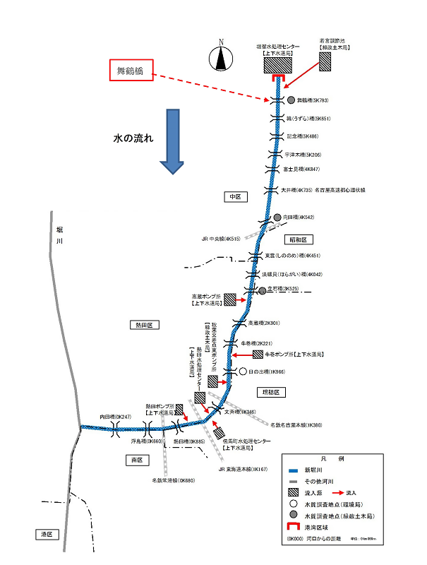 イラスト:新堀川の測定地点