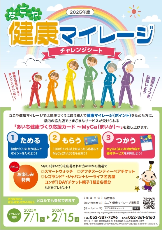 写真:なごや健康マイレージチャレンジシート(表紙)