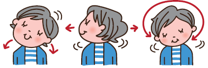 首をまわす運動のイラスト