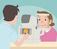 イラスト:目の検査をする様子