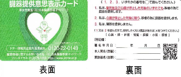 写真：臓器提供意思表示カードです。