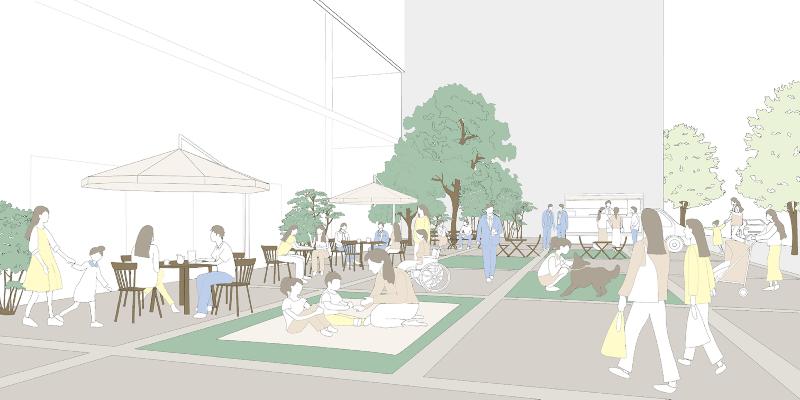 イラスト：公開空地等の再生イメージ