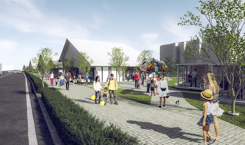 イラスト：複合商業施設（東海通沿い）のイメージ