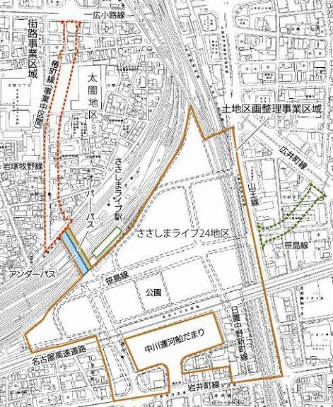 地図：ささしまライブ24地区