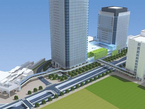 写真：歩行者デッキの外観パース