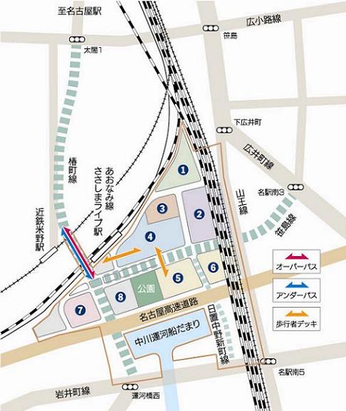 地図：地区内の施設