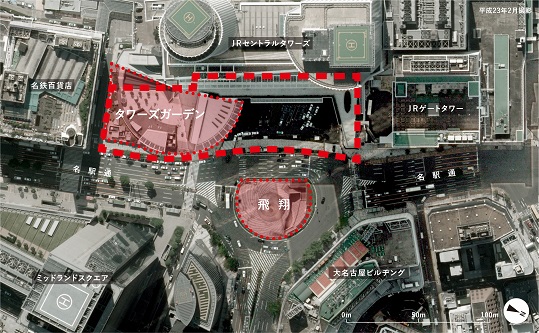名古屋駅東側駅前広場の現状航空写真
