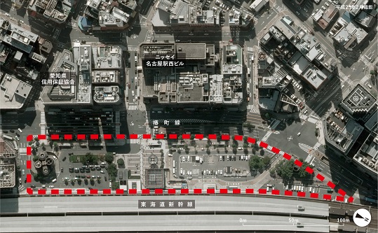 名古屋駅西側駅前広場の現状航空写真