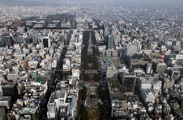 写真：久屋大通（北エリア・テレビ塔エリア）を上空から