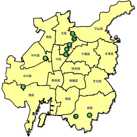 地図：公共団体施行土地区画整理事業位置図