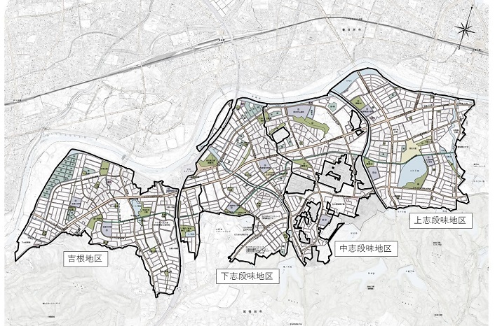 地図:志段味地区の特定土地区画整理事業設計図