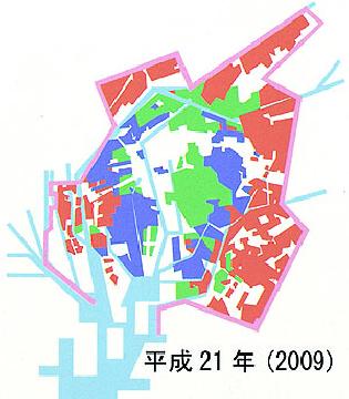 地図:平成21年(2009年)の状況