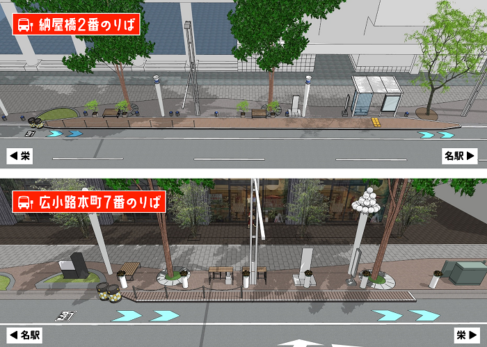イラスト：テラス型バス停のパース
