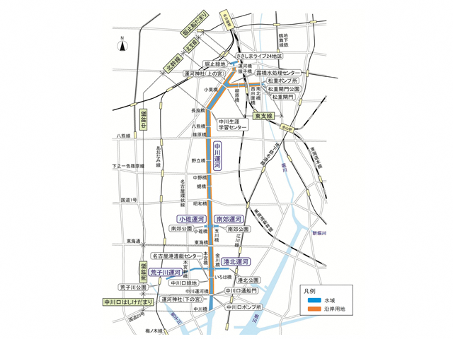 地図：中川運河の範囲