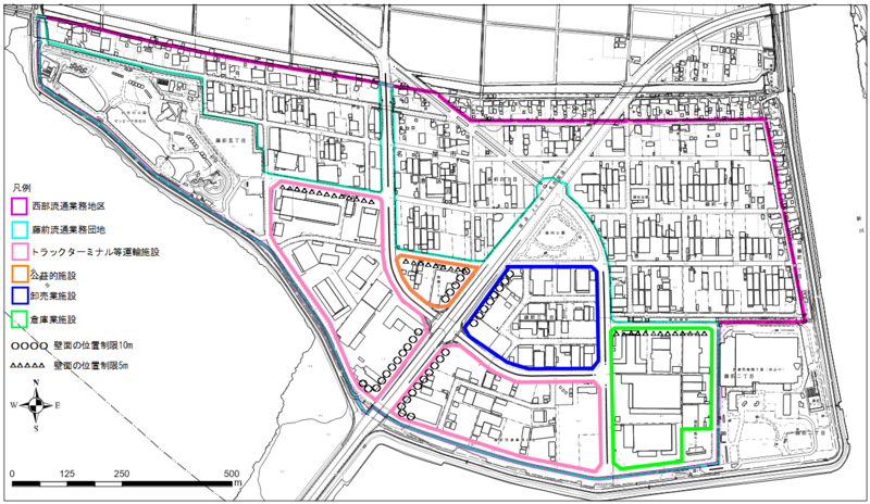 地図:西部流通業務地区・藤前流通業務団地区域図
