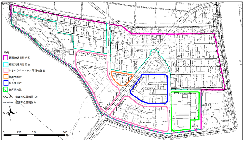 地図:西部流通業務地区・藤前流通業務団地区域図