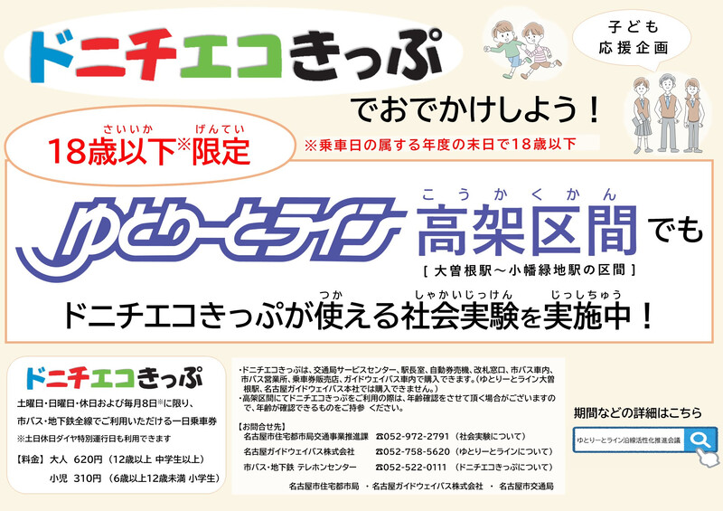 写真：「ゆとりーとライン高架区間でドニチエコきっぷが使える社会実験」のポスター