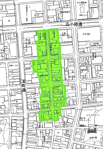 地図：住吉通都市景観協定の範囲