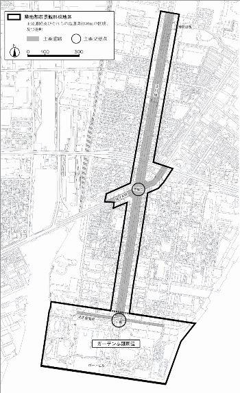 地図:築地都市景観形成地区の区域図