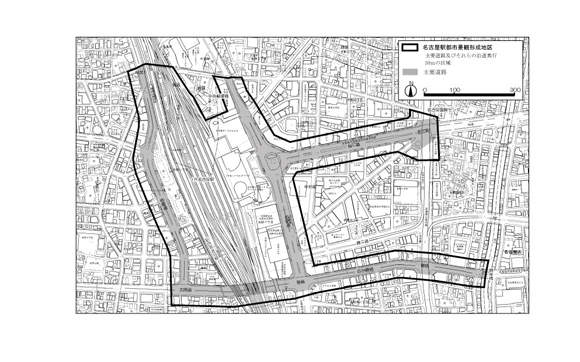 地図：名古屋駅都市景観形成地区の区域図
