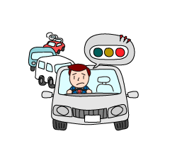 信号待ちの車のイラスト