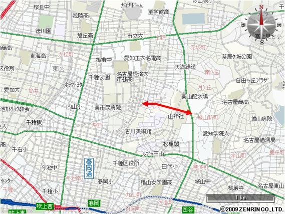 地図:池内猪高線の位置図