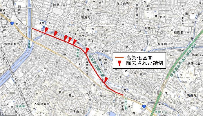地図:名鉄名古屋本線(天白川から左京山)連続立体交差事業の位置図