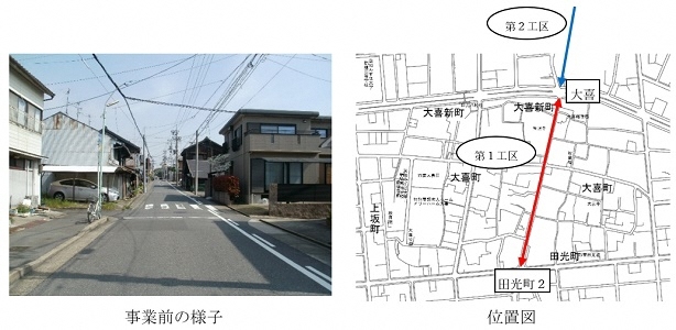 写真:第1工区 事業前の様子及び位置図