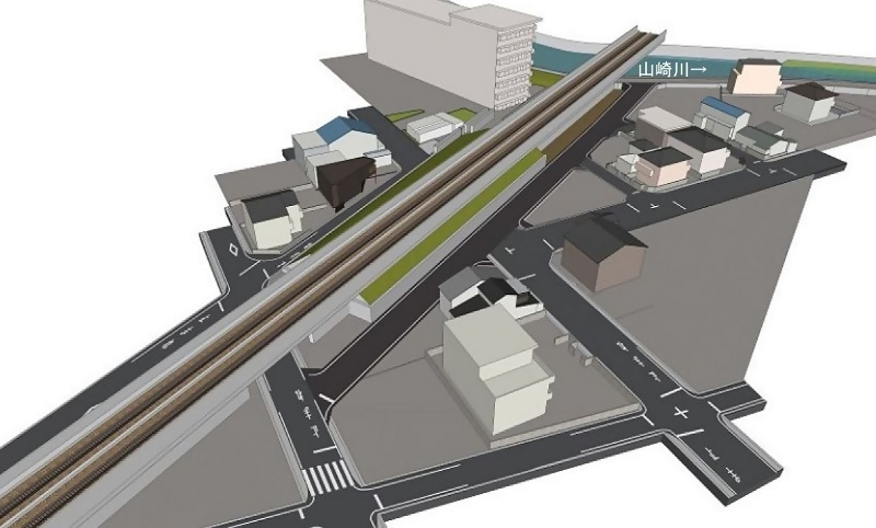イラスト：事業起点部より南を向いて（瑞穂区側）の完成イメージ