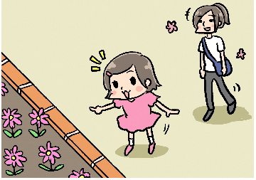 イラスト:古川愛李さんのパネル。「花のある公園」