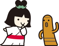 イラスト:歴史の里マスコットキャラクターしだみこちゃんと埴輪氏