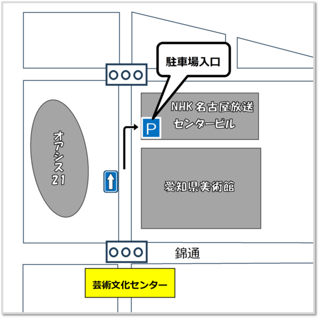 イラスト：駐車場入口案内図