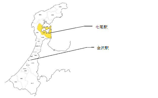 七尾市の地図