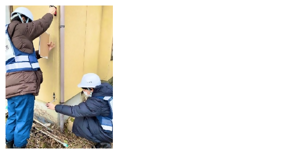 写真：下げ振りを使用した調査の様子