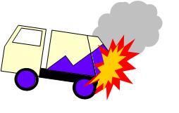 ごみ収集車から火災が発生しているイラスト