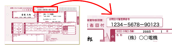 写真:家電リサイクル券(管理票)の見本