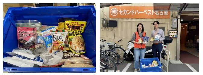 トヨタカローラ愛知株式会社に集まった食品の写真