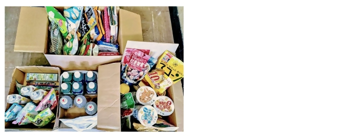 写真：守山図書館で集まった食品の写真