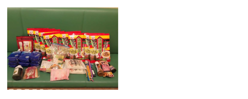 志段味図書館フードドライブで集まった食品の写真です。