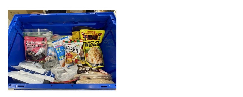トヨタカローラ愛知株式会社に集まった食品の写真