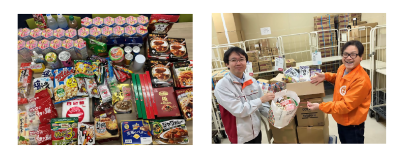 トヨタシステムズのフードドライブで集まった食品の写真