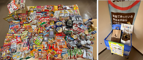 写真：集まった食品です。名古屋掖済会病院