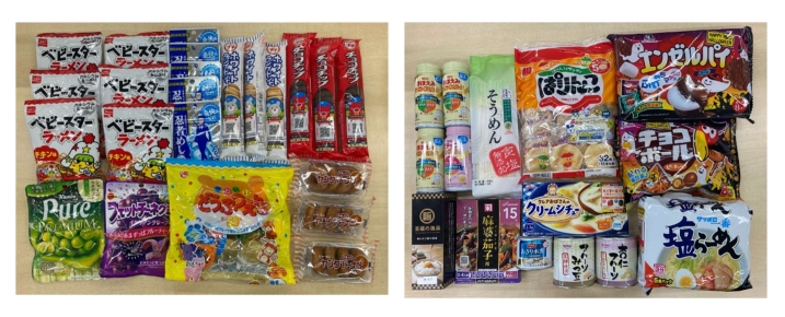 トヨタ自動車株式会社カスタマーファースト推進本部で集まった食品の写真