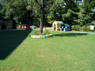 写真:レジ袋有料化還元基金による南山ルンビニー保育園園庭の芝生化